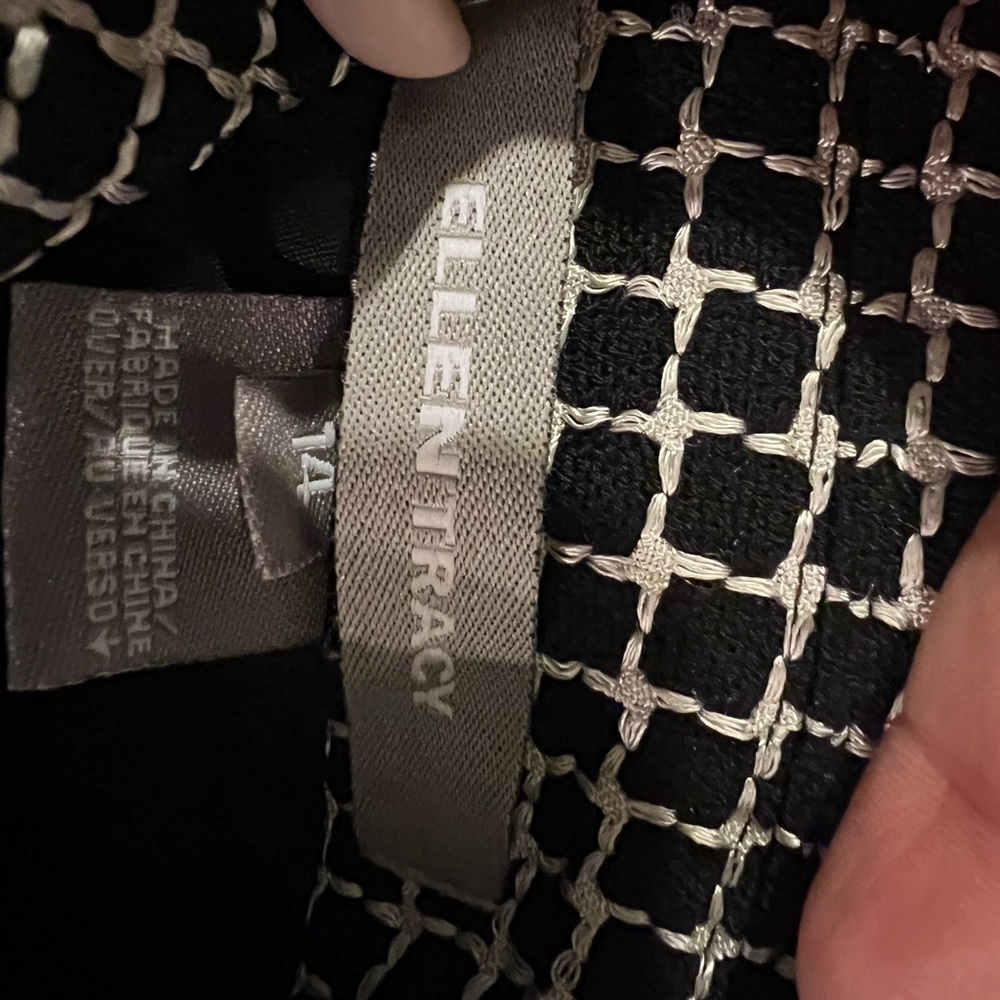 Ellen Tracy Black Jacket with white Grid Stitching